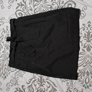 Monk & Lou Paperbag Waist Tie Pinstripe Skirt